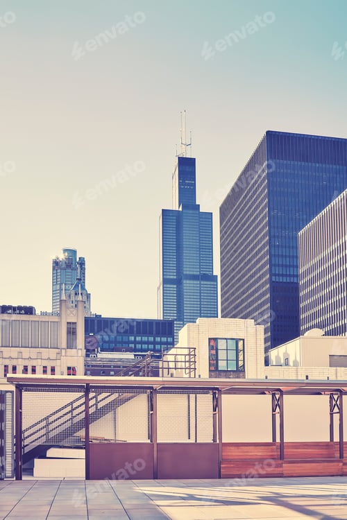 Preview: Color toned picture of Chicago downtown, USA.