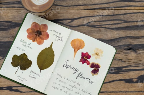 Preview: Pressed leaf and flowers