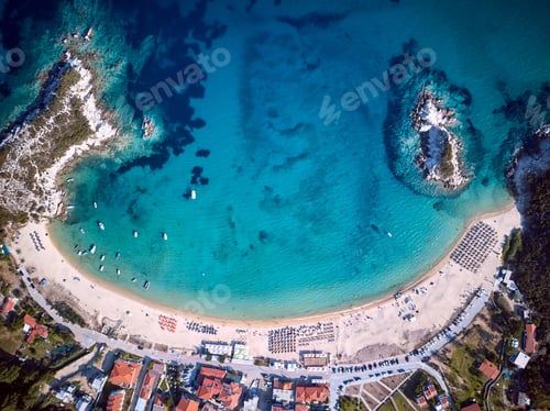 Preview: Beautiful beach top aerial view drone shot