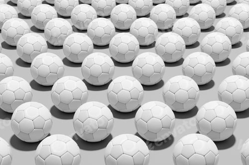 Preview: Football soccer balls flat lay monochromatic background