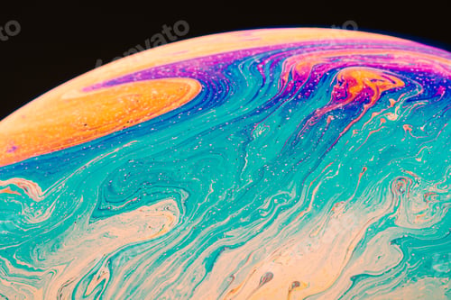 Preview: Fluid art made of colorful soap bubble film. Trendy Inkscape blurred background.