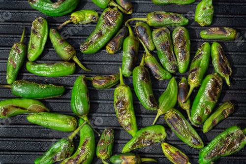Preview: Grilled green pepper. Pimientos de padron, Spanish tapas