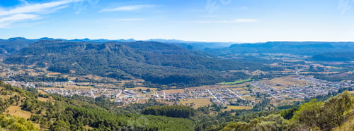 Preview: Beautiful view of the City of Urubici with buildings and mountains in Santa Catarina, Brazil