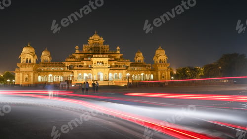 Preview: Closeup shot of the Albert Hall Museum in Jaipur in India at night