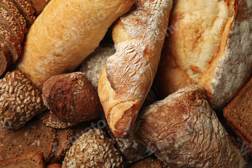 Preview: Different bread on whole background, close up