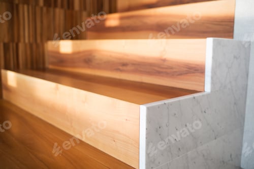 Preview: simple modern staircase finished with natural materials inside house