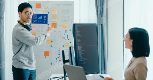Preview: software developers mentor leader manager talk strategy plan to executive write prompt AI bot IT app