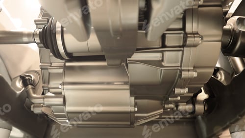 Preview: Car suspension and drive shaft. Structure of EV car spare parts.