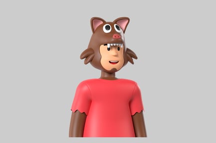 Preview: Cartoon man in wolf headdress