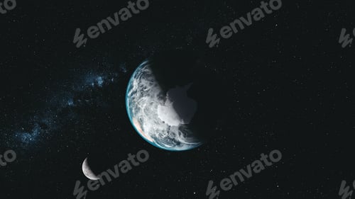 Preview: Spin earth moon orbit milky way satellite view