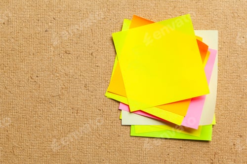 Preview: Color sticker notes over cork board background