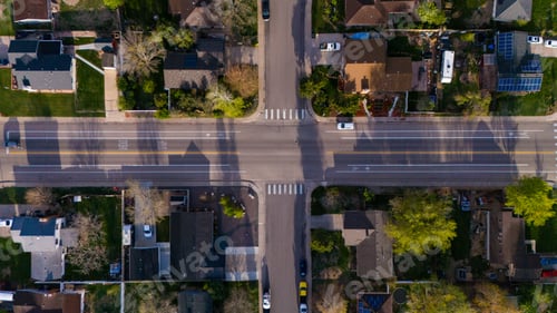 Preview: Aerial view of a road intersection.