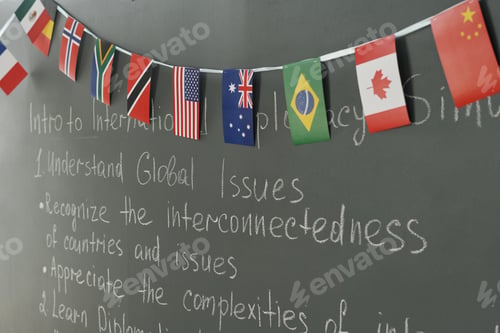 Preview: Blackboard Decorated with Flags