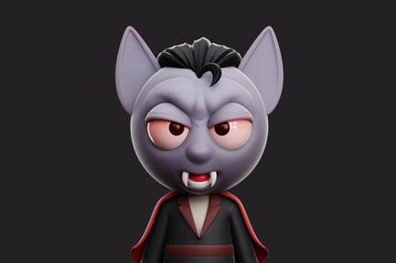 Preview: Cartoon vampire bat wearing a red cape