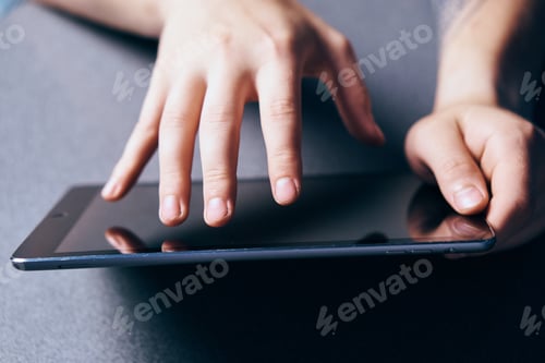 Preview: Tablet in hand internet communication communication touch display
