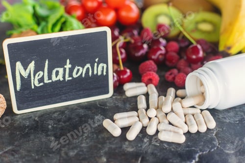 Preview: Foods containing melatonin on a beautiful background. Selective focus.
