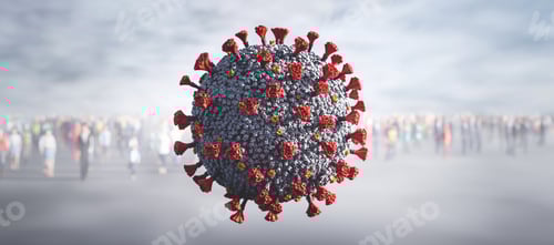 Preview: Coronavirus Model with Blurred People in the Background