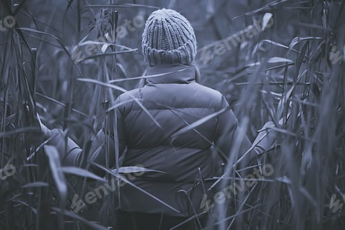 Preview: Autumn Fashionable Portrait Romantic Girl In Grass, Travel Seasonal Look
