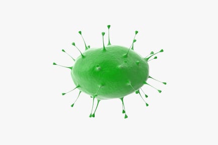Preview: Green SARS Virus Particle with Spikes