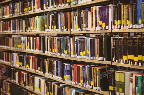 Preview: Close Up Of A Bookshelf In Library