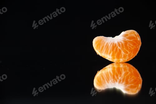 Preview: front view little tangerine slice on black background drink tree citrus fruit juice darkness orange