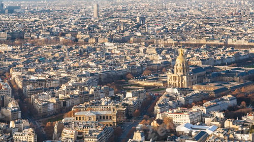 Preview: above view of Paris city with palace Les Invalides