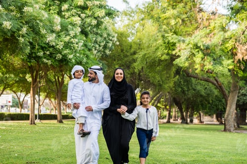 Preview: Happy arabian family in a park