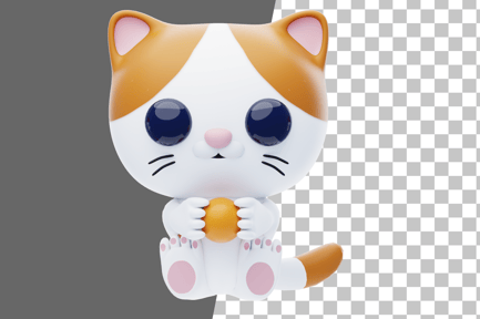 Preview: Cat Character Hugging a Small Ball 3D Illustration
