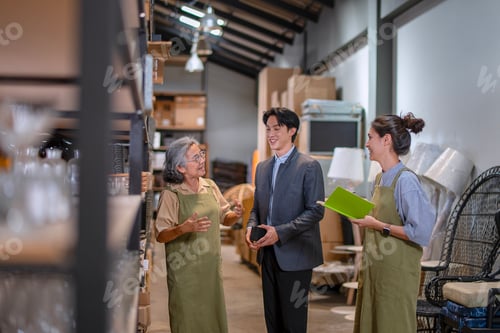 Preview: Mother, son and daughter are working at their DIY store.