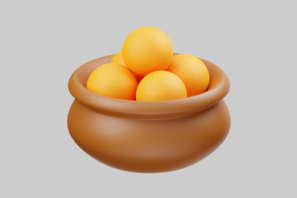 Preview: Oranges in clay pot still life