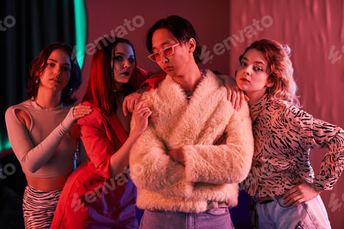 Preview: People Clubbing in Red Neon
