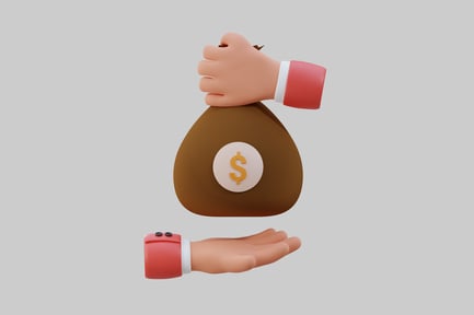 Preview: Cartoon money bag handing over