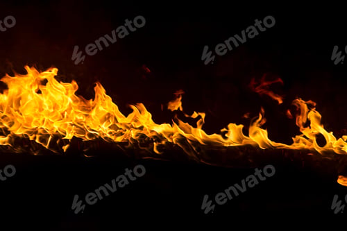 Preview: Blazing flames on black background