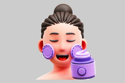 Preview: Woman facial cream application purple