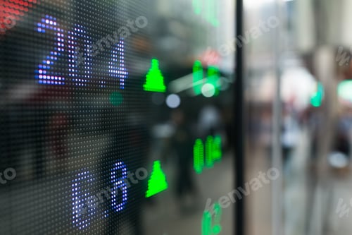 Preview: Stock market prices screen at street