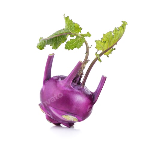 Preview: Purple kohlrabi isolated on white