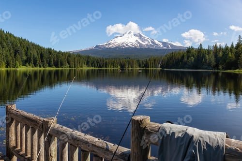 Preview: Landscape View of a Lake with Mt Hood in the background