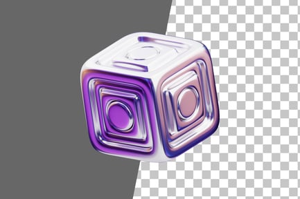 Preview: Chromatic Abstract Silver Interlocked Layers 3D Icon