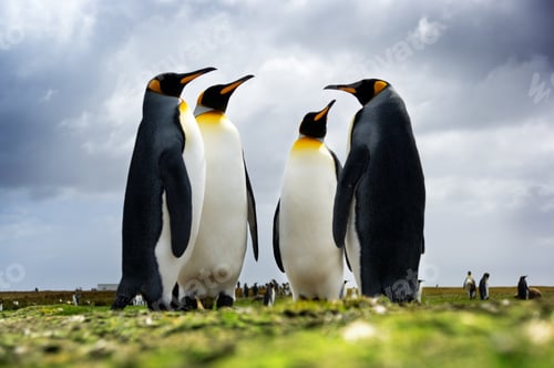 Preview: King Penguins Gather on Verdant Green Landscape
