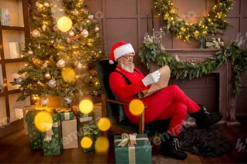 Preview: Santa Claus Reading List Near Christmas Tree