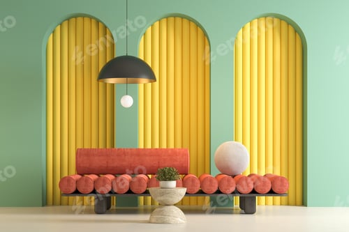 Preview: Memphis style conceptual interior room