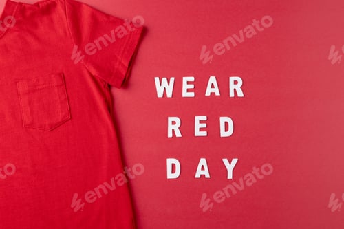 Preview: Image of red tshirt and wear red day on red surface