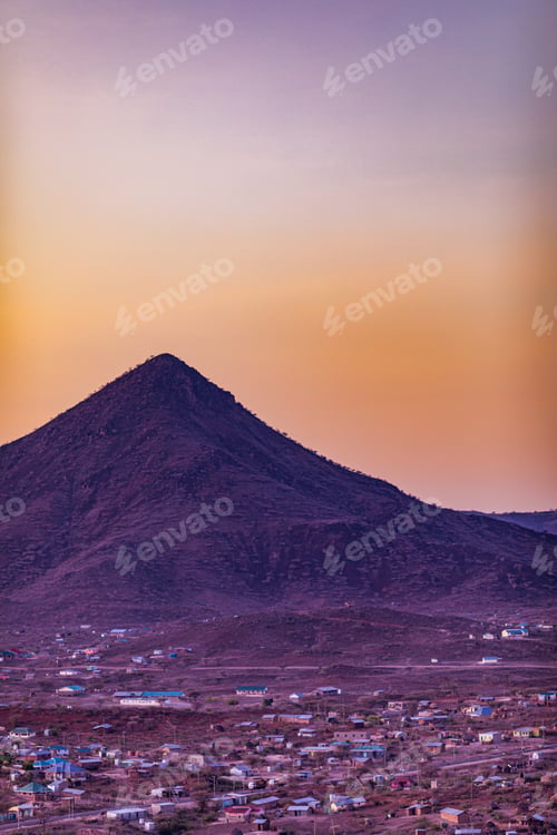 Preview: Kenya East Africa Landscape City Loima Hills Mountains Lodwar Town Turkana County Panoramic Travel