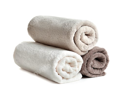 Preview: Rolled soft terry towels on white background