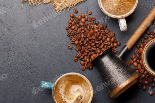 Preview: Roasted coffee beans and espresso coffee cup