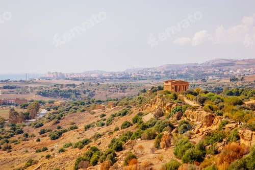 Preview: View of hilltop temple, Valley of the Temples, Sicily , Italy