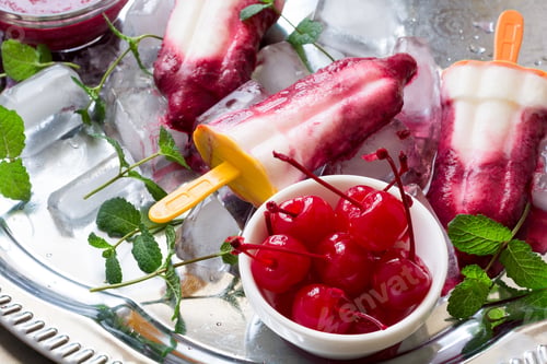Preview: Homemade ice-cream with cherry and yogurt