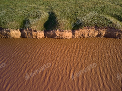 Preview: Aerial view of a pink salt lake. Azov Ukraine