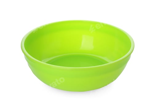 Preview: Plastic bowl on white background. Serving baby food