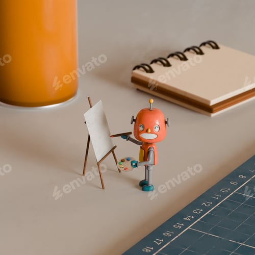 Preview: Red Robot Creating Art